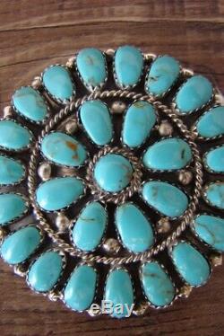 Navajo Indian Sterling Silver Turquoise Cluster Pin/Pendant! By LM