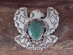 Navajo Indian Sterling Silver & Turquoise Eagle Pin Pendant Cleveland