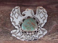 Navajo Indian Sterling Silver & Turquoise Eagle Pin Pendant Cleveland