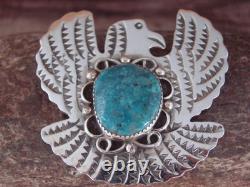 Navajo Indian Sterling Silver & Turquoise Eagle Pin Pendant Cleveland