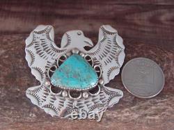 Navajo Indian Sterling Silver & Turquoise Eagle Pin Pendant Cleveland