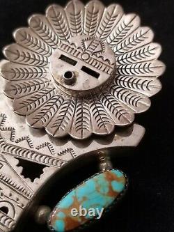 Navajo Kachina Sterling Silver Turquoise Pin Brooch Pendant 26.7 Grams