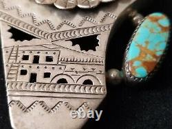 Navajo Kachina Sterling Silver Turquoise Pin Brooch Pendant 26.7 Grams