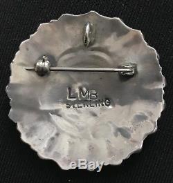 Navajo LMB Larry Moses Begay Sterling Sunburst Turquoise Brooch Pin Pendant