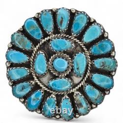 Navajo LMB Lura Moses Begay Petit Point Turquoise Circular Brooch Pendant