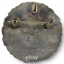 Navajo LMB Lura Moses Begay Petit Point Turquoise Circular Brooch Pendant