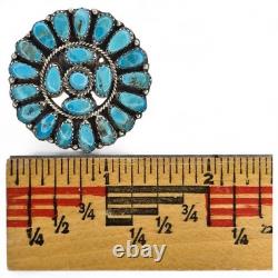 Navajo LMB Lura Moses Begay Petit Point Turquoise Circular Brooch Pendant