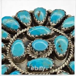 Navajo LMB Lura Moses Begay Petit Point Turquoise Circular Brooch Pendant
