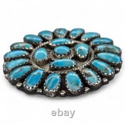 Navajo LMB Lura Moses Begay Petit Point Turquoise Circular Brooch Pendant