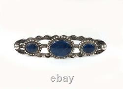 Navajo Lapis Lazuli Vintage Stamped Sterling Silver 925 Brooch Pre-Owned 2.75