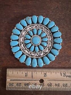 Navajo Large Turquoise Cluster Pin Or Pendant Brooches Native American Zuni #T2