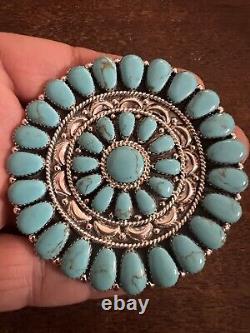 Navajo Large Turquoise Cluster Pin Or Pendant Brooches Native American Zuni #T2