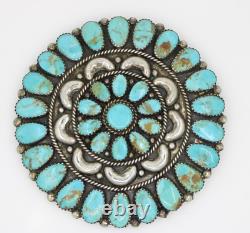Navajo Larry Moses Begay LMB Sterling Silver Turquoise Petit Point Pin Brooch 3