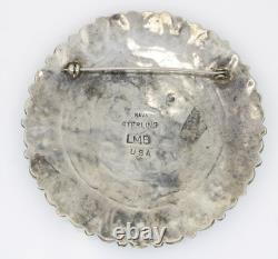 Navajo Larry Moses Begay LMB Sterling Silver Turquoise Petit Point Pin Brooch 3
