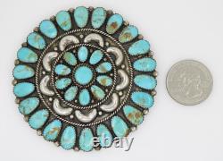 Navajo Larry Moses Begay LMB Sterling Silver Turquoise Petit Point Pin Brooch 3