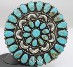 Navajo Larry Moses Begay LMB Sterling Silver Turquoise Petit Point Pin Brooch 3