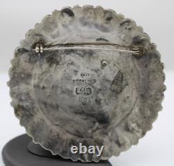Navajo Larry Moses Begay LMB Sterling Silver Turquoise Petit Point Pin Brooch 3