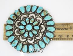 Navajo Larry Moses Begay LMB Sterling Silver Turquoise Petit Point Pin Brooch 3