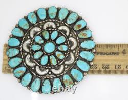 Navajo Larry Moses Begay LMB Sterling Silver Turquoise Petit Point Pin Brooch 3