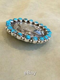 Navajo Lee Charley Sterling And Turquoise Horse Head Pendant/pin