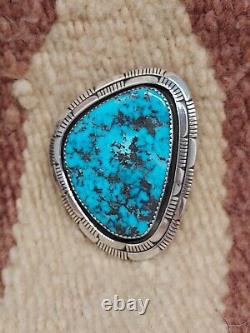 Navajo Morenci Turquoise Pin Silver Collectible Signed Native American USA