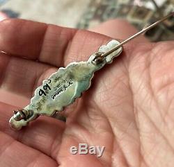 Navajo Native American Genevieve Apachito Turquoise Sterling Brooch Pin