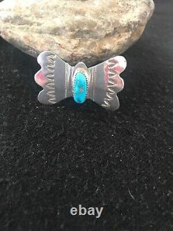 Navajo Native American Handmade Kingman Turquoise Sterling Silver Pin Set 8666