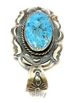 Navajo Native Handmade Sterling Silver Kingman Turquoise Pendant By Tim Yazzie