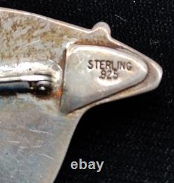 Navajo Necklace Bear Pendant and Brooch / Pin Sterling Silver Inlay 2 x 1.5