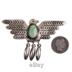 Navajo Necklace Pendant CARICO LAKE Turquoise Thunderbird Old Stl EMMA JOHNSON