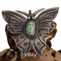 Navajo Necklace Pendant GEM CARICO LAKE Turquoise BUTTERFLY Old Pawn Style Pin