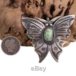 Navajo Necklace Pendant GEM CARICO LAKE Turquoise BUTTERFLY Old Pawn Style Pin