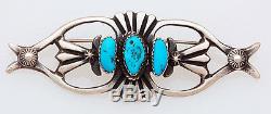 Navajo Old Style Cast Sterling Silver with Turquoise Pin