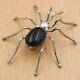 Navajo Pawn Artisan Signed Es Sterling Silver Black Onyx Spider Pin Brooch