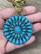 Navajo Petit Point Turquoise 47mm Round Pendant / Pin Sterling 17.6g (wcp031929)