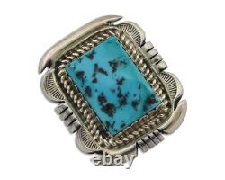 Navajo Pin 925 Silver Natural Blue Turquoise Artist Signed Hyson Craig C. 80's