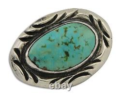 Navajo Pin 925 Silver Natural Mined Turquoise Artist Signed C Montoya C. 80's