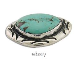 Navajo Pin 925 Silver Natural Mined Turquoise Artist Signed C Montoya C. 80's