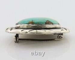 Navajo Pin 925 Silver Natural Mined Turquoise Artist Signed C Montoya C. 80's