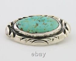 Navajo Pin 925 Silver Natural Mined Turquoise Artist Signed C Montoya C. 80's