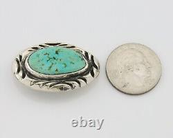 Navajo Pin 925 Silver Natural Mined Turquoise Artist Signed C Montoya C. 80's