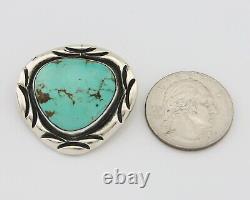 Navajo Pin 925 Silver Natural Mined Turquoise Artist Signed C Montoya C. 80's