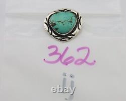 Navajo Pin 925 Silver Natural Mined Turquoise Artist Signed C Montoya C. 80's