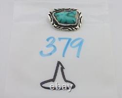 Navajo Pin 925 Silver Natural Royston Turquoise Signed C Raincloud C. 80's