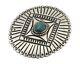 Navajo Pin 925 Silver Natural Turquoise Hand Stamped Native Artist C. 80's