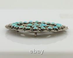 Navajo Pin Pendant 925 Silver Blue Turquoise Native American Artist C. 80's