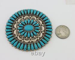 Navajo Pin Pendant 925 Silver Blue Turquoise Native American Artist C. 80's