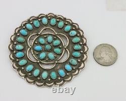 Navajo Pin Pendant 925 Silver Blue Turquoise Native American Artist C. 80's