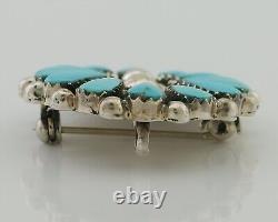 Navajo Pin Pendant 925 Silver Blue Turquoise Signed Benson Yazzie C. 80's