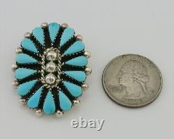 Navajo Pin Pendant 925 Silver Blue Turquoise Signed Benson Yazzie C. 80's